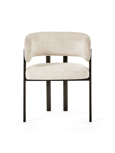 Set of 2 Bolivia Cream Chenille Upholstered Dining Chairs