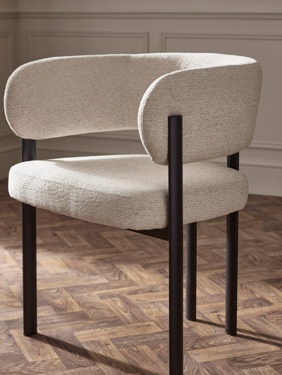Set of 2 Bolivia Cream Chenille Upholstered Dining Chairs