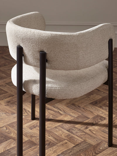 Set of 2 Bolivia Cream Chenille Upholstered Dining Chairs