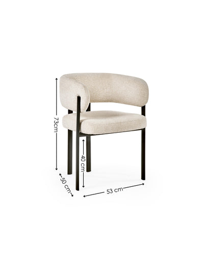 Set of 2 Bolivia Cream Chenille Upholstered Dining Chairs