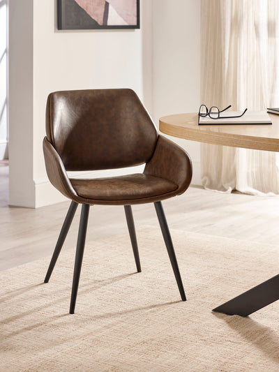 Bondi Oval Dining Table Set With 4 Parker Brown Faux Leather Upholstered Chairs – Oak Effect