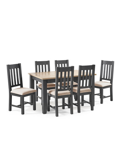 Bordeaux Dining Table and 6 Bordeaux Chairs – Dark Grey & Oak