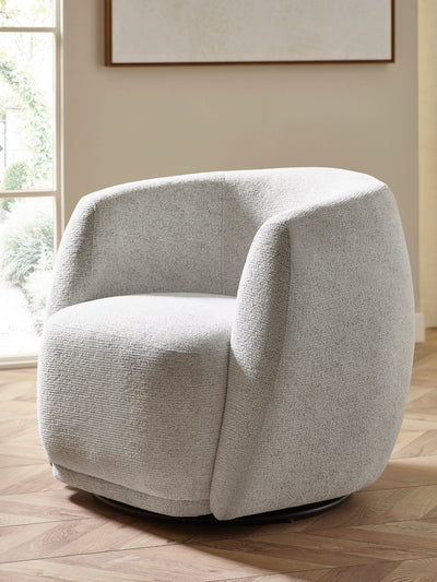 Bowline Cream Chenille Upholstered Swivel Accent Chair – Oyster Chenille