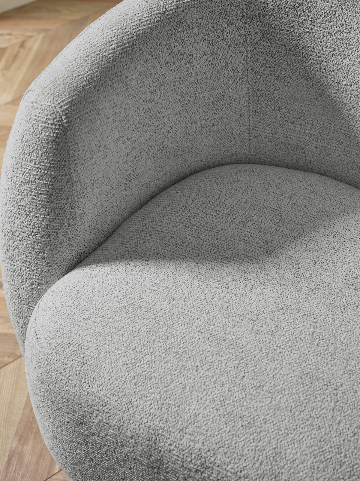 Bowline Grey Chenille Upholstered Swivel Accent Chair – Fossil Chenille