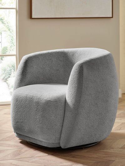 Bowline Grey Chenille Upholstered Swivel Accent Chair – Fossil Chenille
