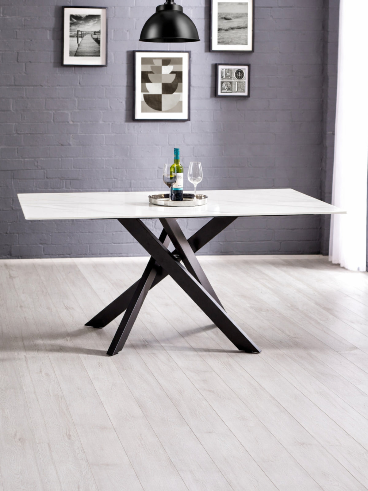 Bradley White Marble Dining Table