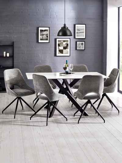Bradley White Marble Dining Table