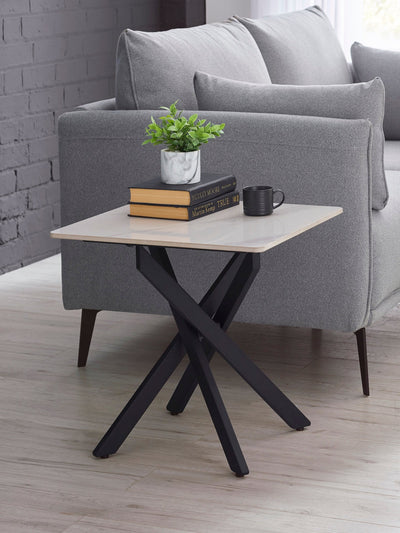 Bradley White Marble Lamp Table – Julian Bowen, view 2