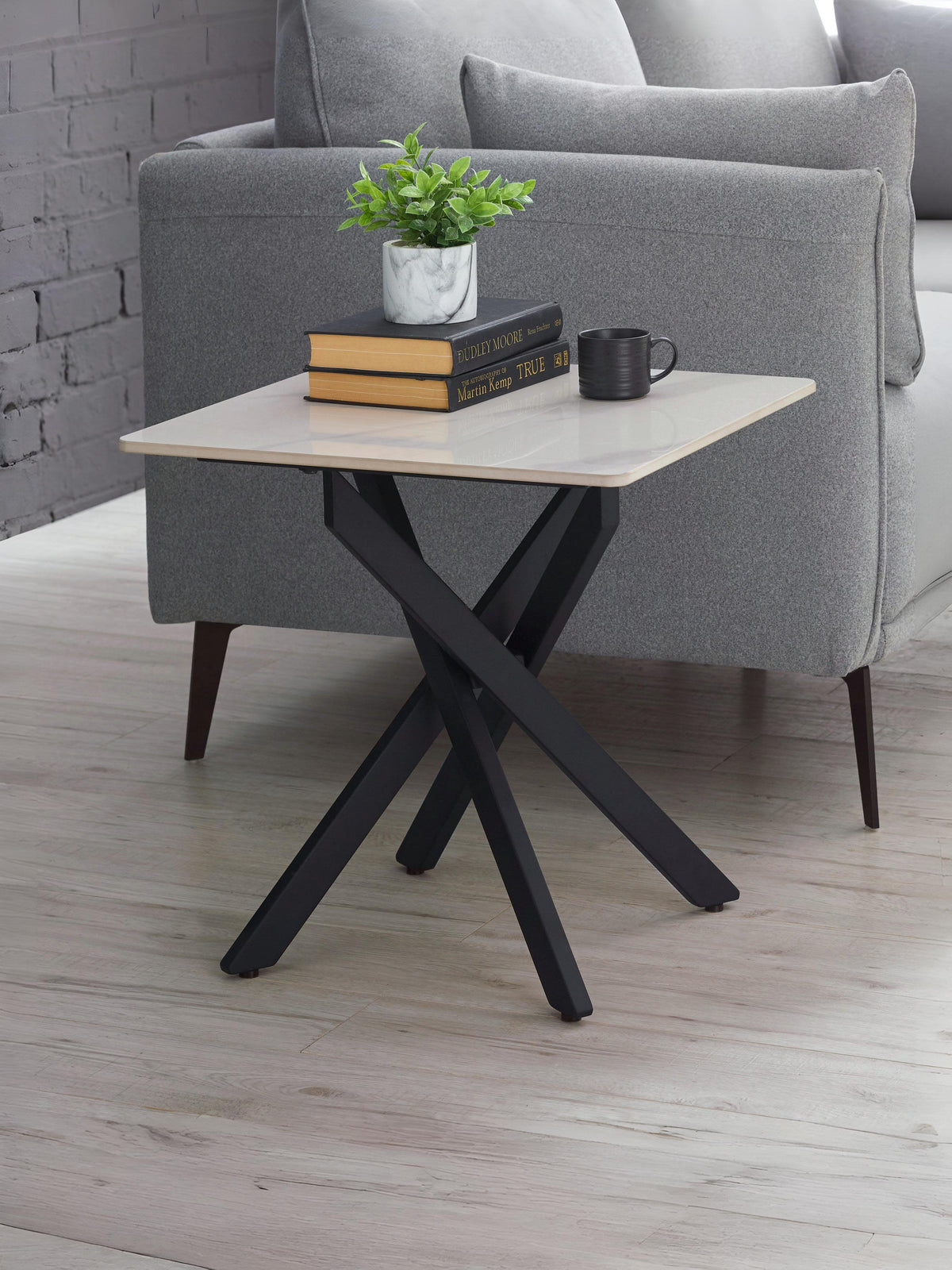 Bradley White Marble Lamp Table