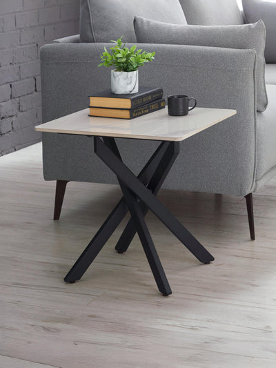 Bradley White Marble Lamp Table