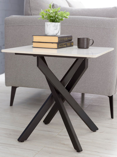 Bradley White Marble Lamp Table – Julian Bowen, view 4