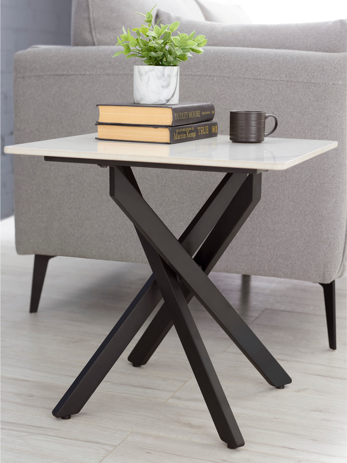 Bradley White Marble Lamp Table