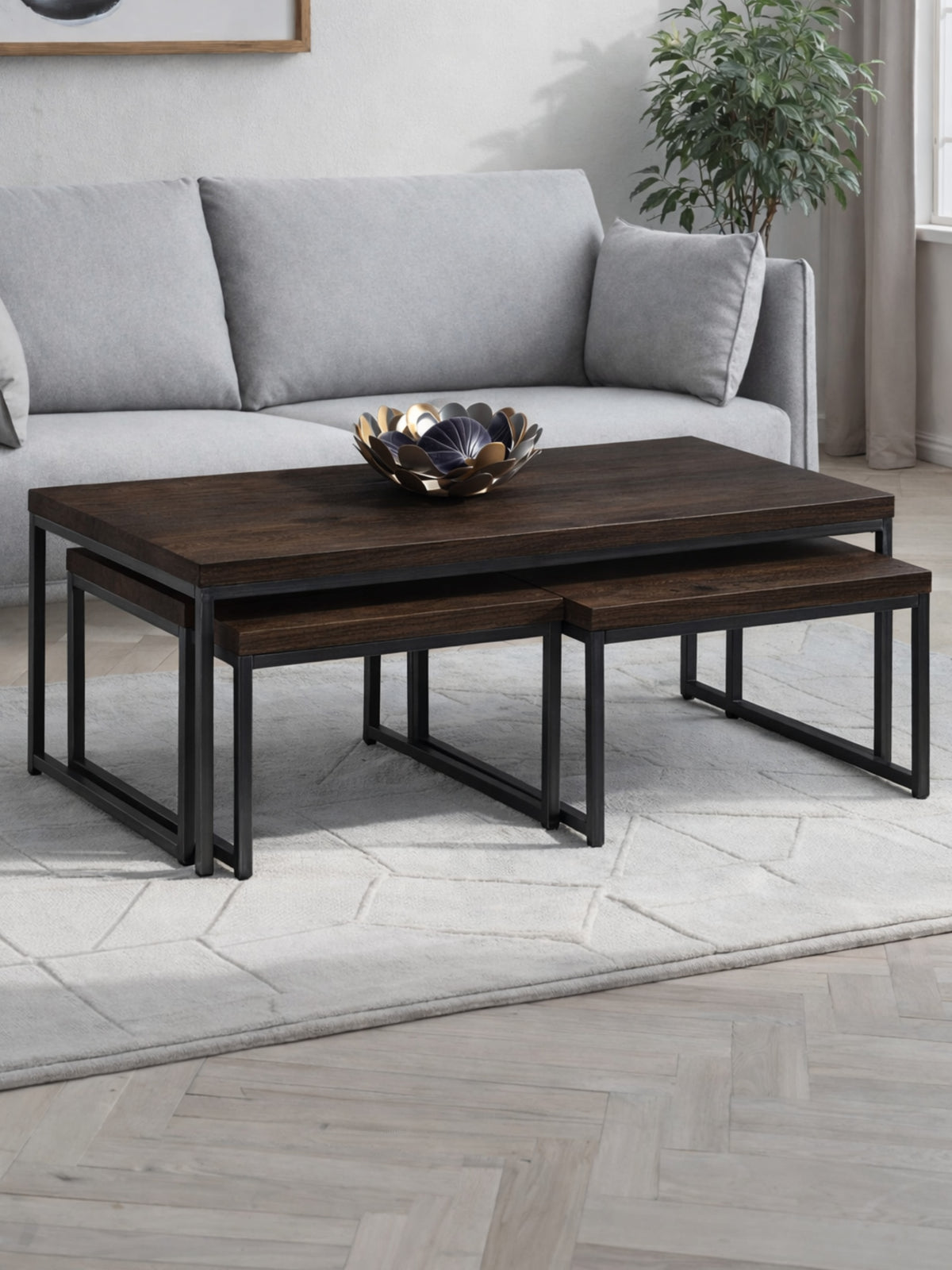 Brooklyn Nesting Coffee Tables - Dark Oak