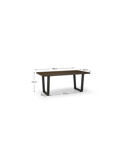 Brooklyn Dark Oak Rectangular Table, 1 Charcoal Brookyn Bench and 2 Charcoal Brooklyn Chairs – Dark Oak Effect