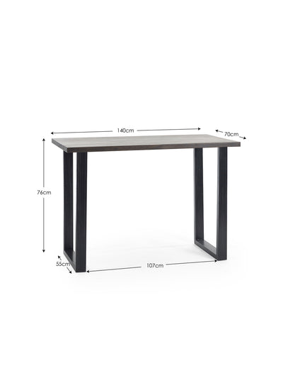 Brooklyn Dark Oak Bar Table And 2 plush Grey Bar Stools – Dark Oak Effect