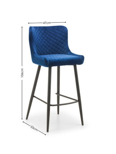 Brooklyn Oak Bar Table And 2 plush Blue Bar Stools – Oak&Metal