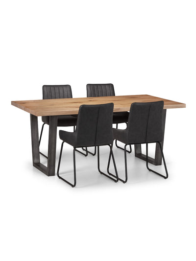 Brooklyn Oak Rectangular Table and 4 Grey Soho Chairs – Oak Effect and Antique Black