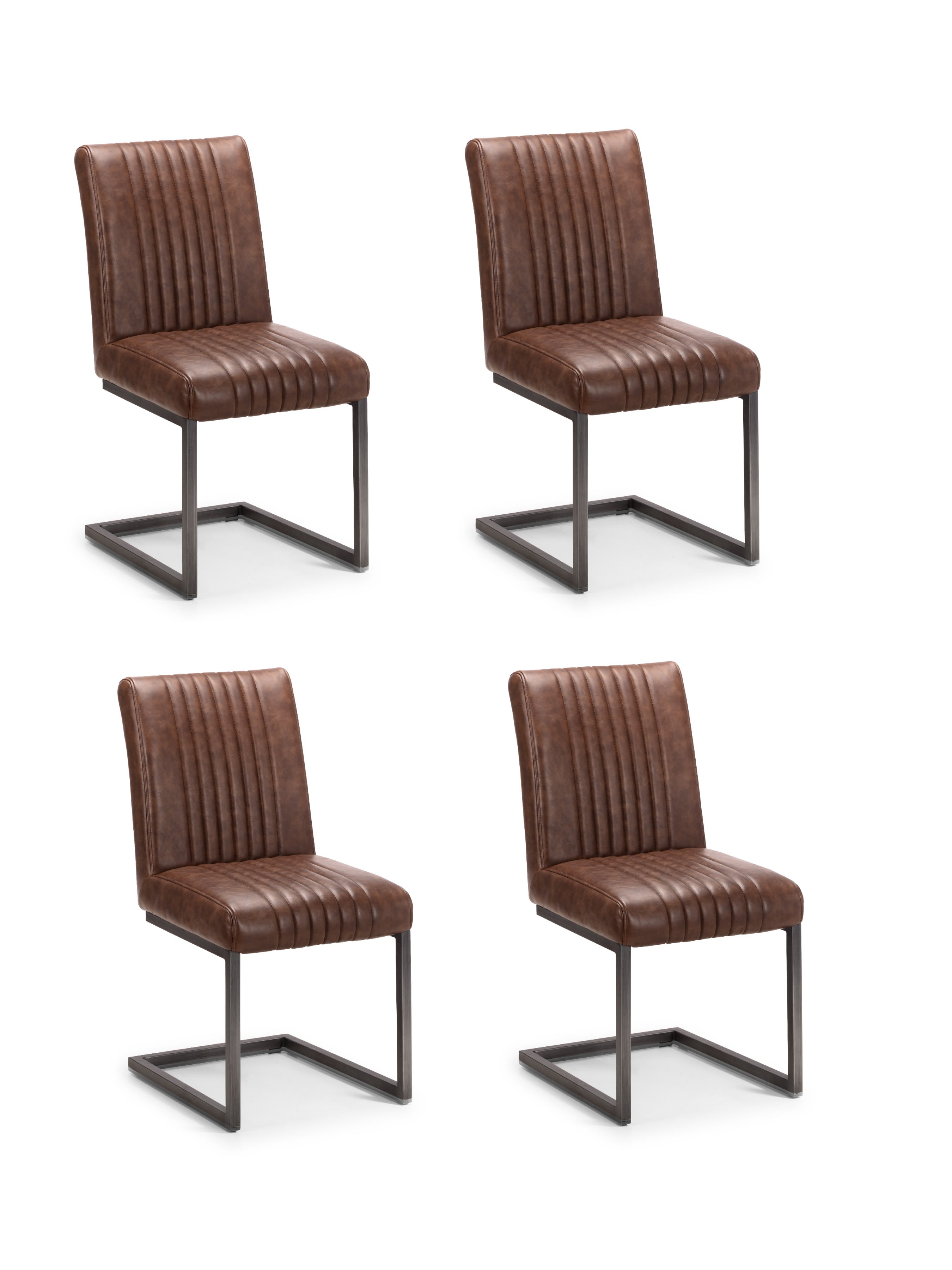 Set Of 4 Brooklyn Chair – Brown Faux Leather