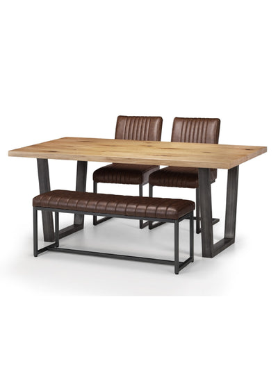 Brooklyn Oak Rectangular Table, 1 Brown Brooklyn Bench and 2 Brown Brooklyn Chairs – Oak and Brown