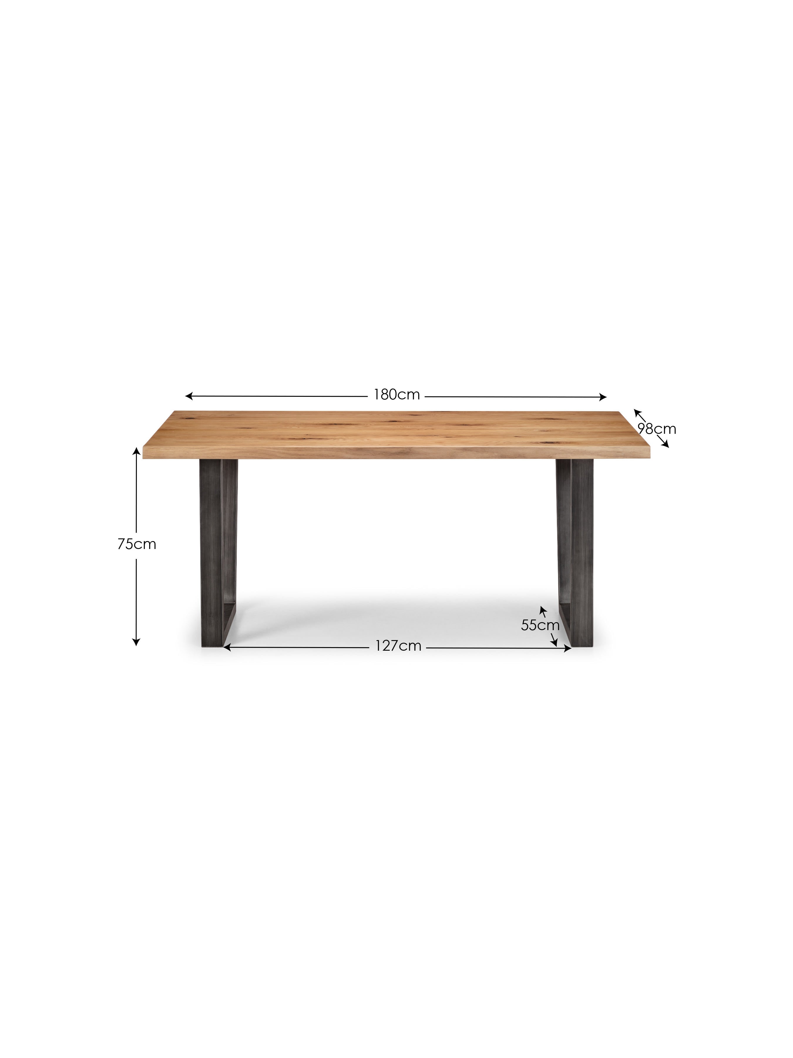 Brooklyn Oak Rectangular Table, 1 Grey Soho Bench and 4 Grey Soho Chairs – Oak Effect and Antique Black