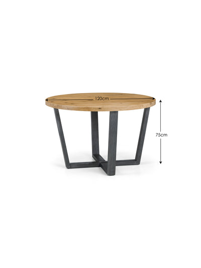 Brooklyn Oak Round Table & 4 plush Black Chairs – Oak / Gunmetal