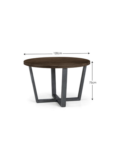 Brooklyn Dark Oak Round Table & 4 plush Black Chairs – Dark Oak Effect