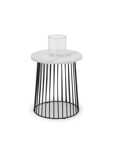 Broadway Round Lamp Table - White Marble