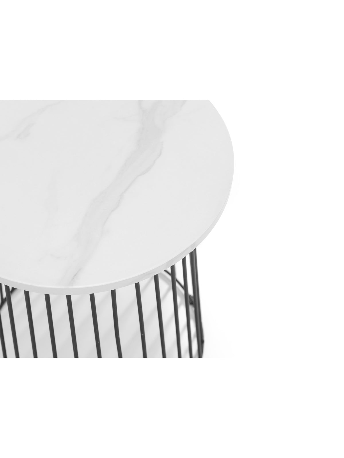 Broadway Round Lamp Table - White Marble