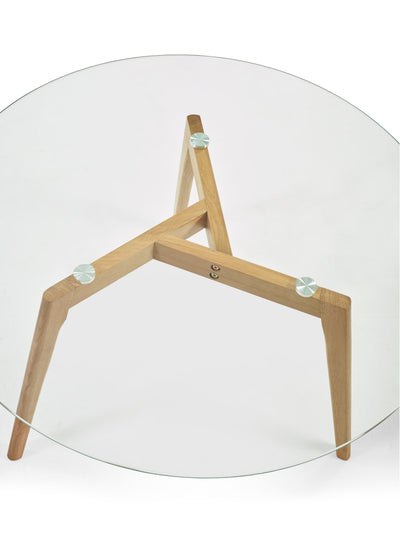 Bryant 80cm Round Glass Coffee Table – Natural Oak