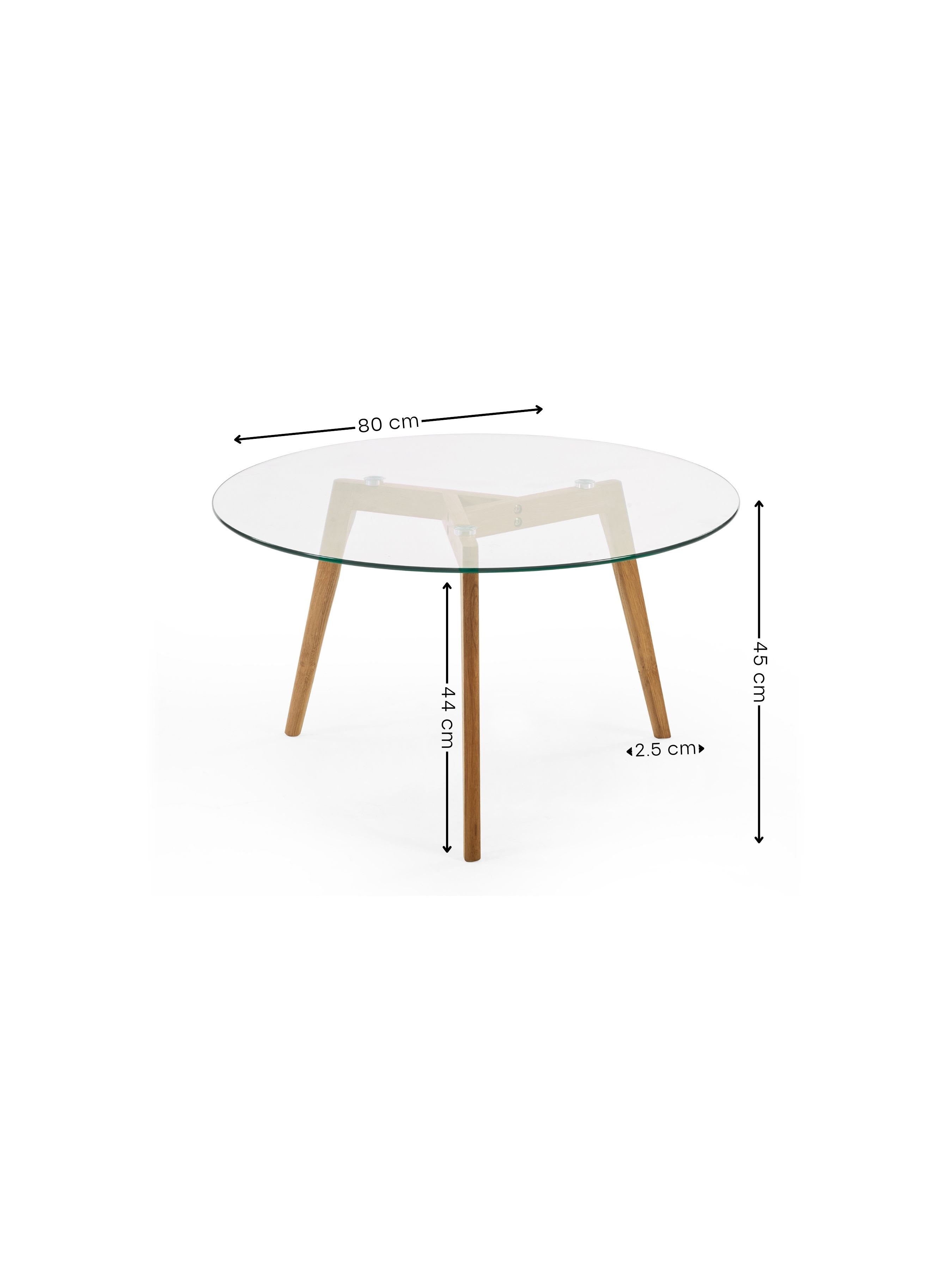 Bryant 80cm Round Glass Coffee Table – Natural Oak