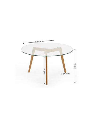 Bryant 80cm Round Glass Coffee Table – Natural Oak