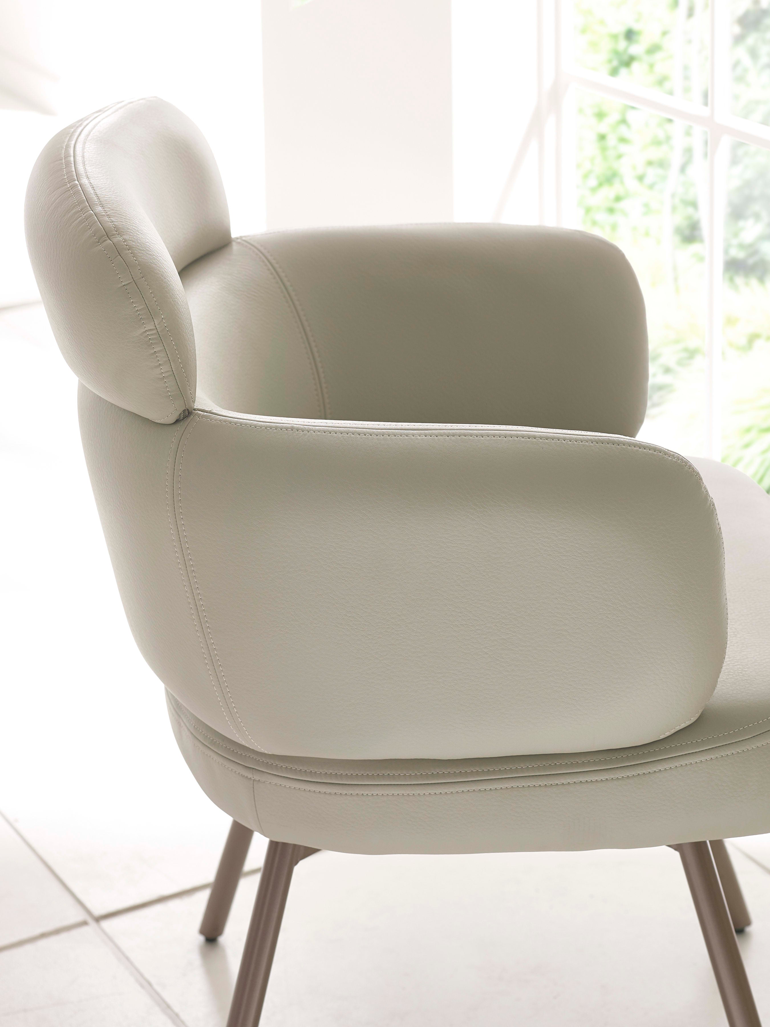 Set of 2 Callisto Beige Faux Leather Swivel Dining Chairs – Taupe Faux Leather and Brushed Bronze