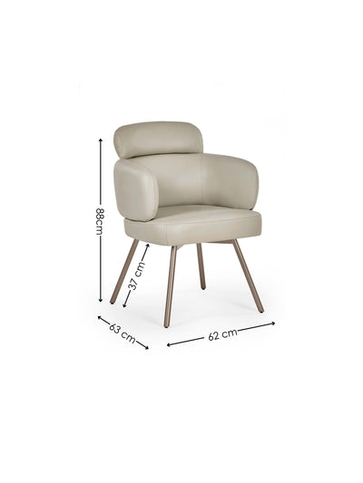 Set of 2 Callisto Beige Faux Leather Swivel Dining Chairs – Taupe Faux Leather and Brushed Bronze
