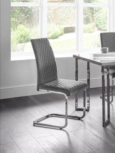 Calabria Velvet Cantilever Chairs - Grey (Set Of 4)
