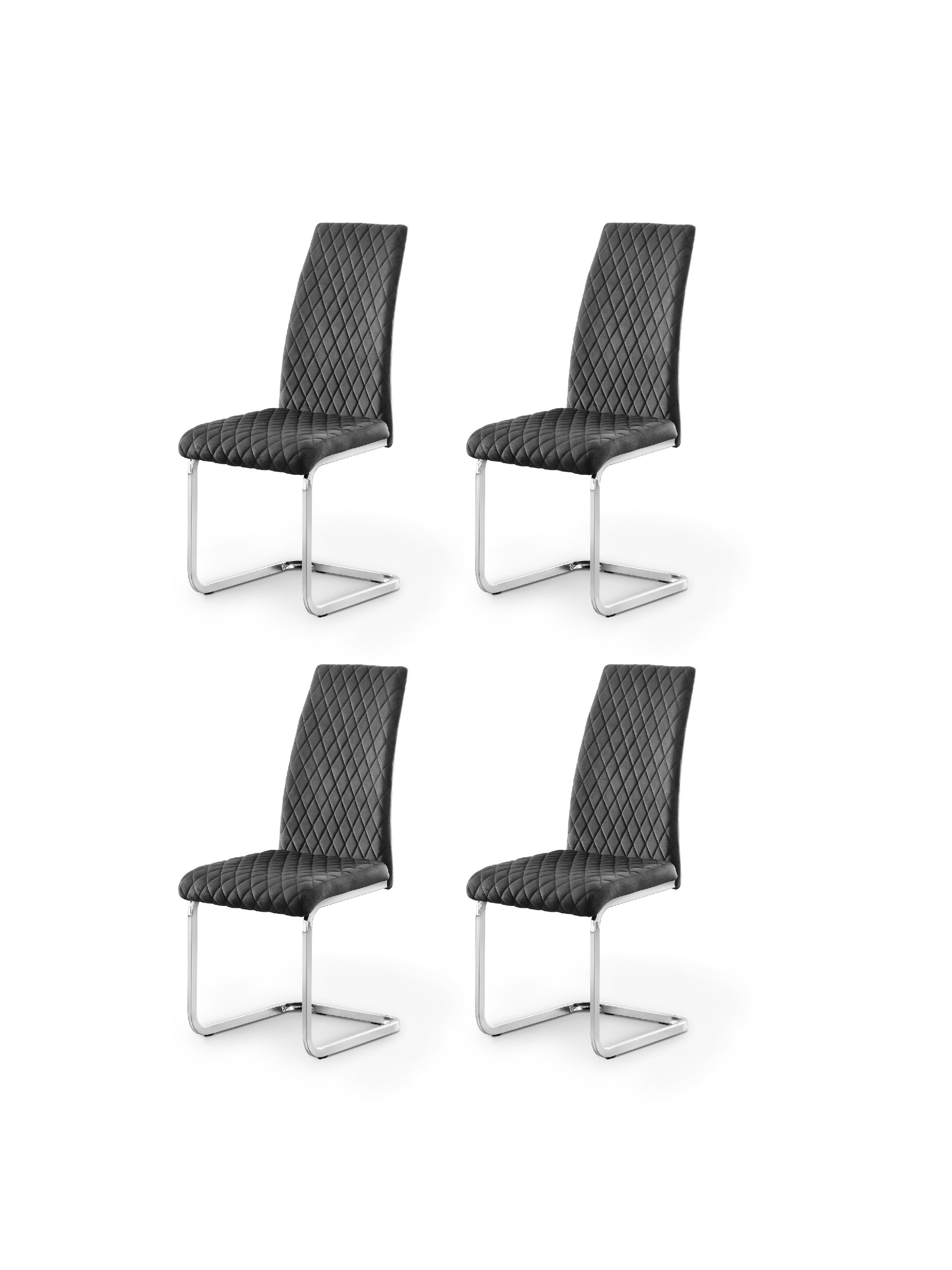 Calabria Velvet Cantilever Chairs - Grey (Set Of 4)