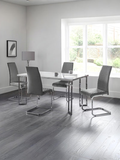 Calabria Velvet Cantilever Chairs - Grey (Set Of 4)