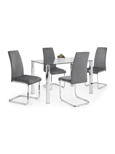 Calabria Velvet Cantilever Chairs - Grey (Set Of 4)