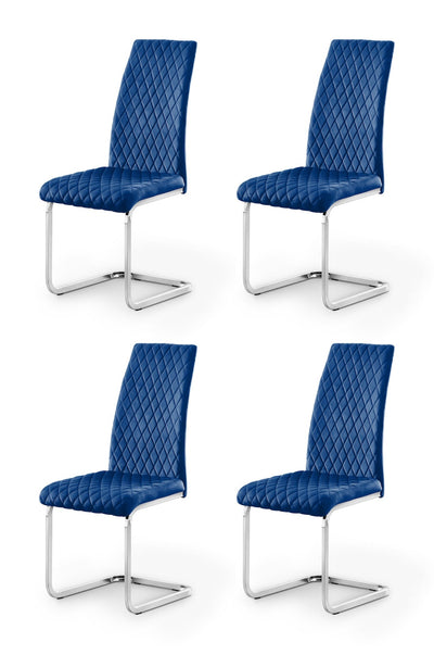 Calabria Velvet Cantilever Chairs - Blue (Set Of 4) – Julian Bowen