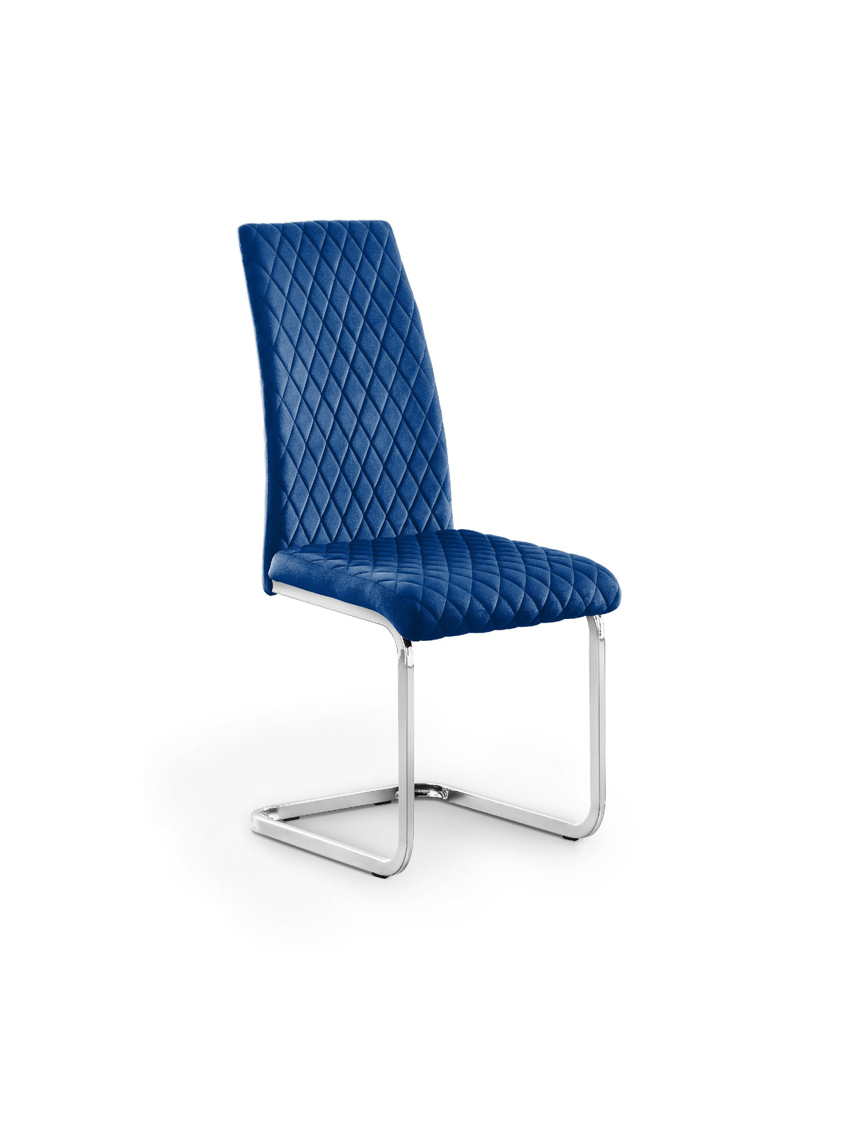 Calabria Velvet Cantilever Chairs - Blue (Set Of 4)