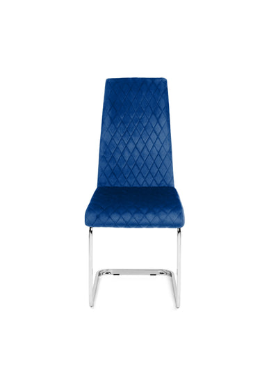 Calabria Velvet Cantilever Chairs - Blue (Set Of 4)