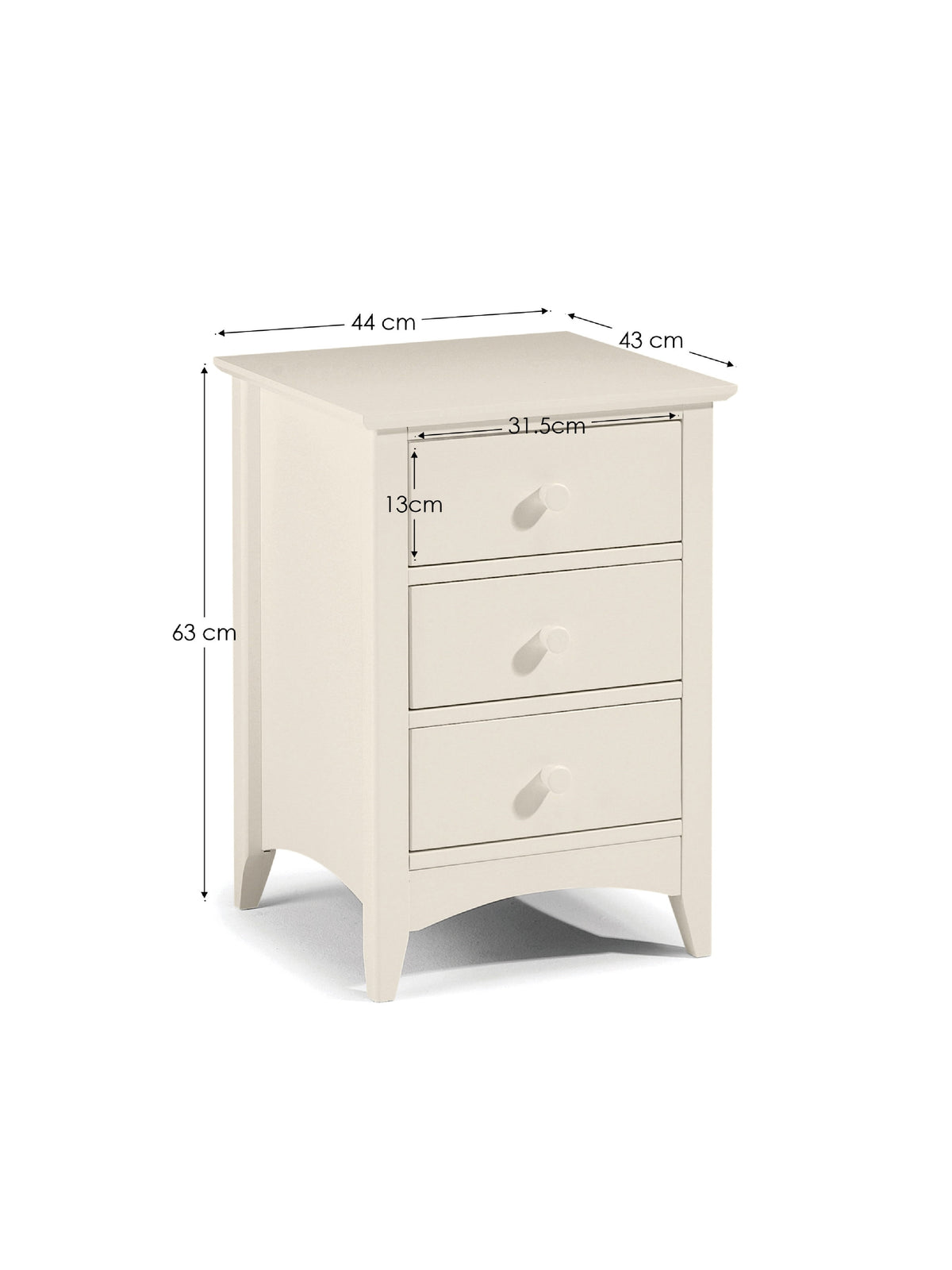 Cameo 3 Drawer Bedside