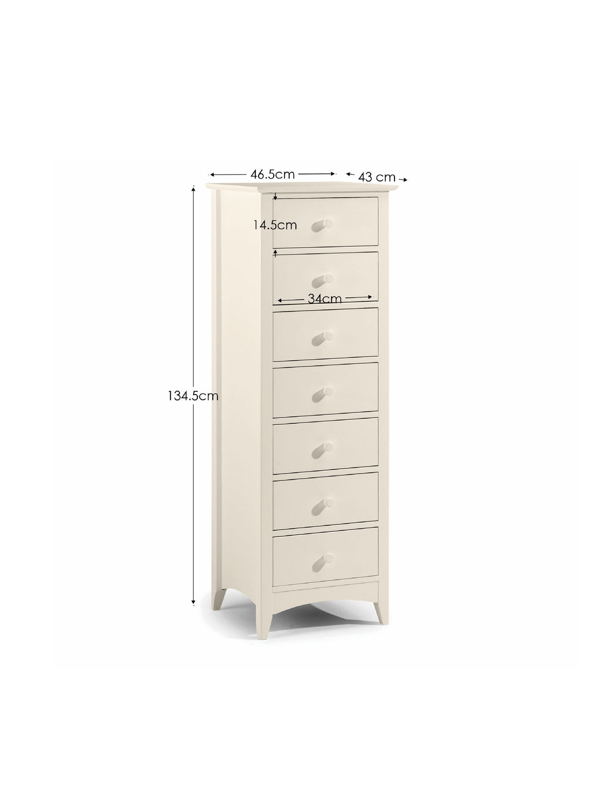 Cameo 7 Drawer Narrow Chest