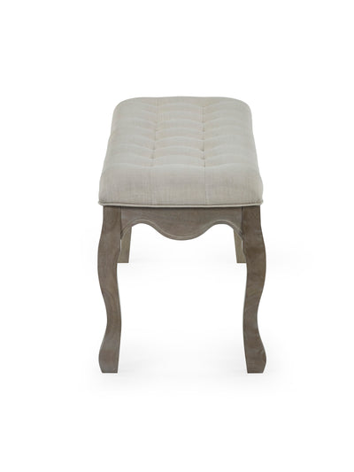 Camille Oatmeal Linen Upholstered Bench with French Style Legs – Oatmeal Linen and Limed Oak