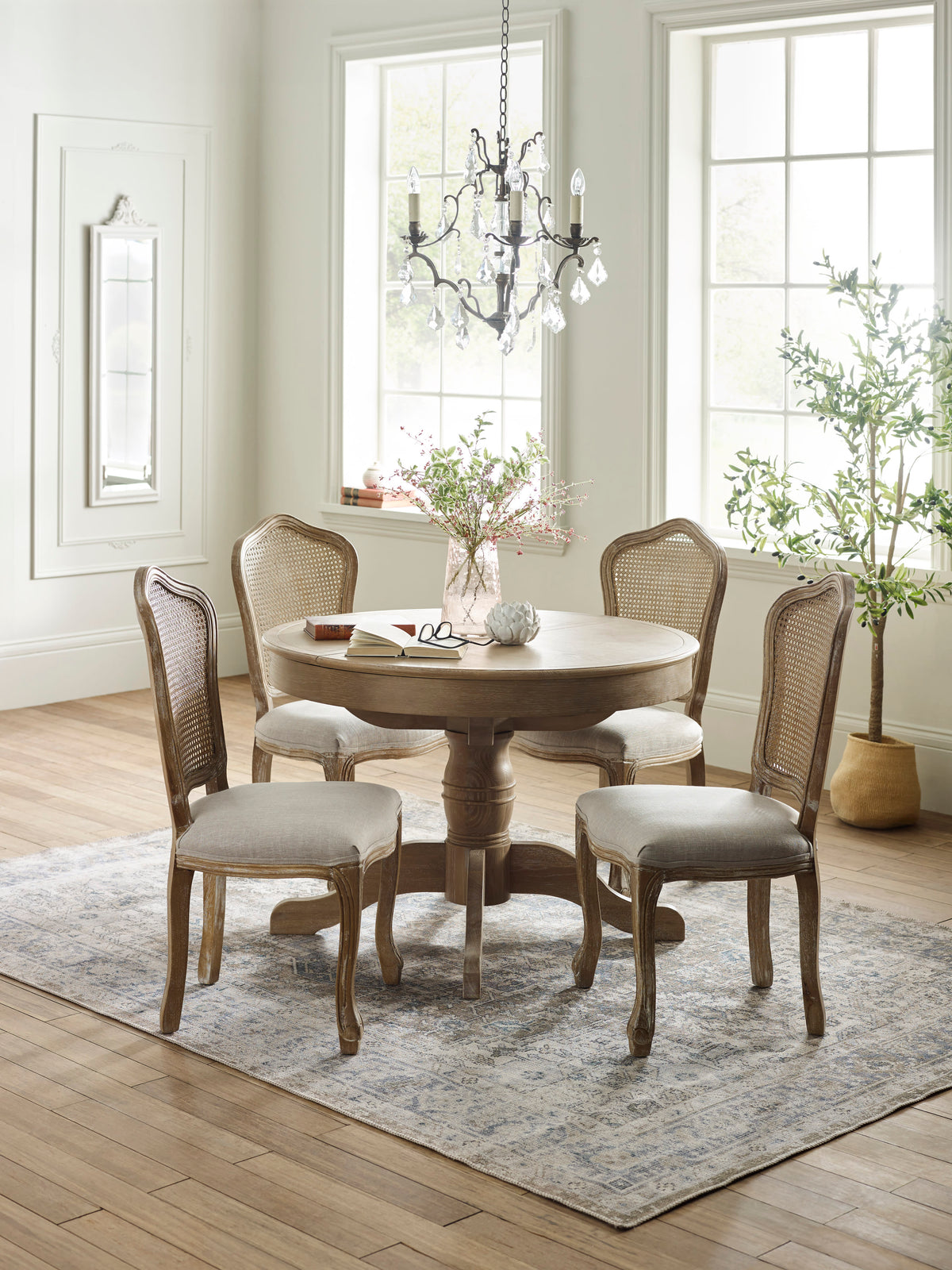Camille Limed Oak 110-145cm Round to Oval Extending Dining Table
