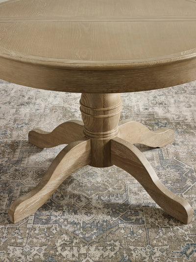 Camille Limed Oak 110-145cm Round to Oval Extending Dining Table