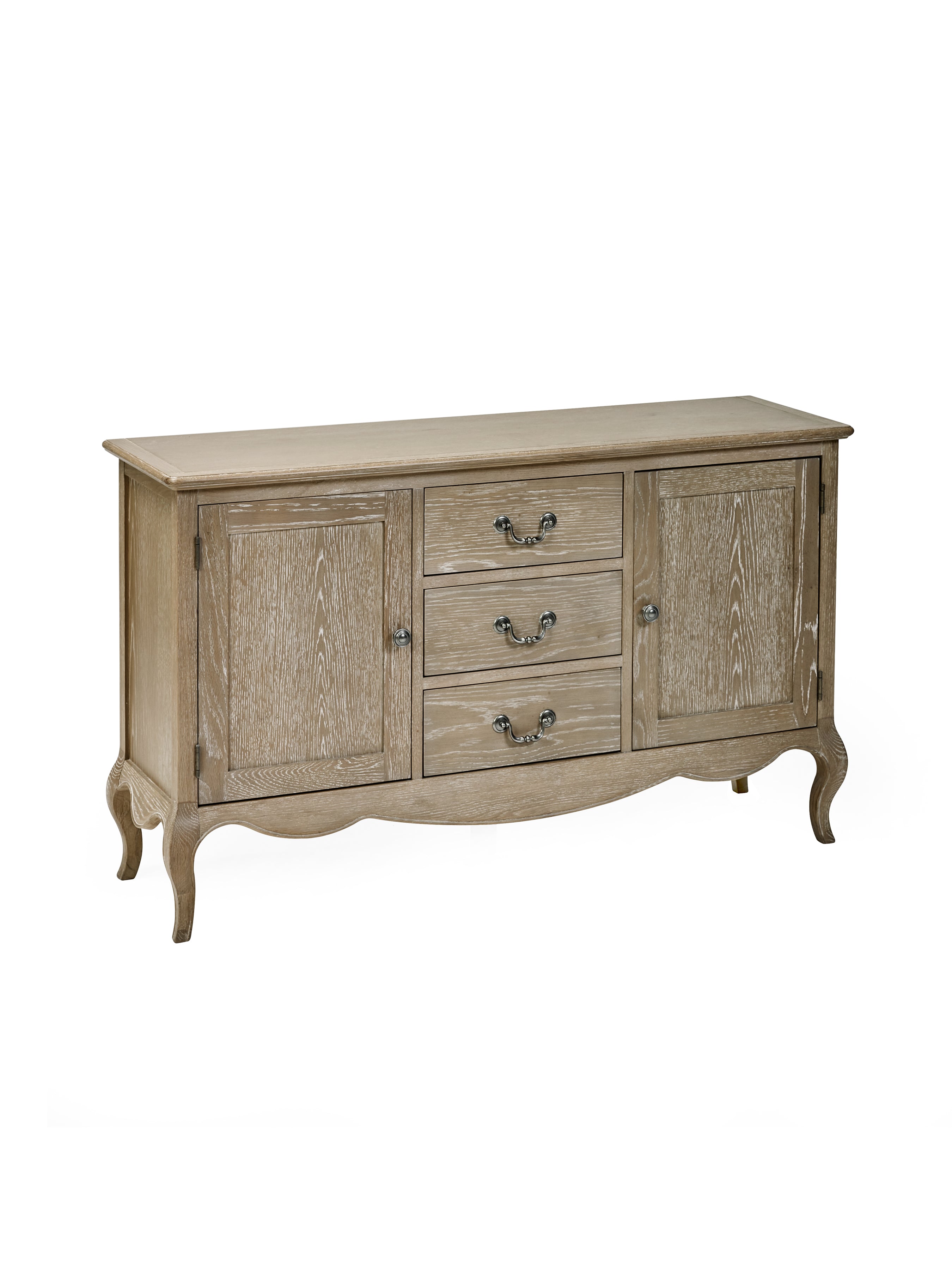 Camille French Style 2 Door 2 Drawer Sideboard – Limed Oak