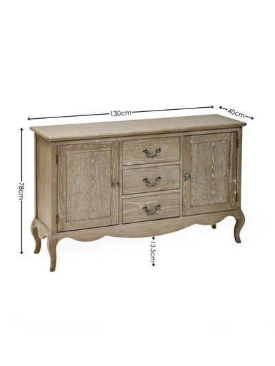 Camille French Style 2 Door 2 Drawer Sideboard – Limed Oak