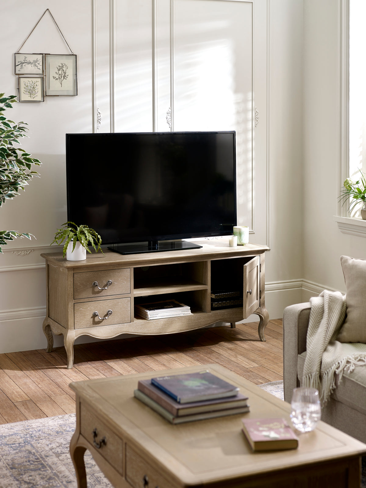 Camille French Style TV Unit – Limed Oak