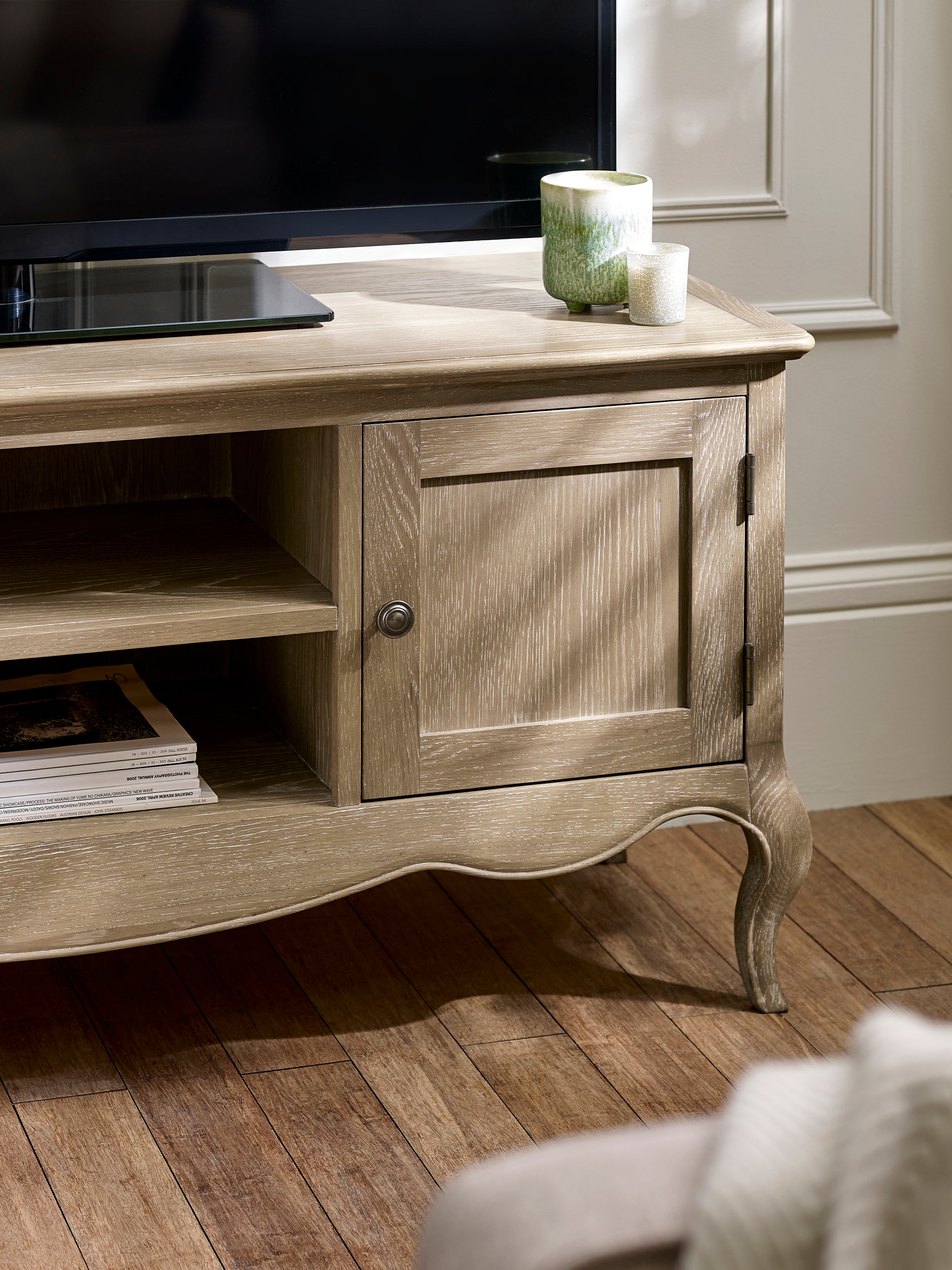 Camille French Style TV Unit – Limed Oak