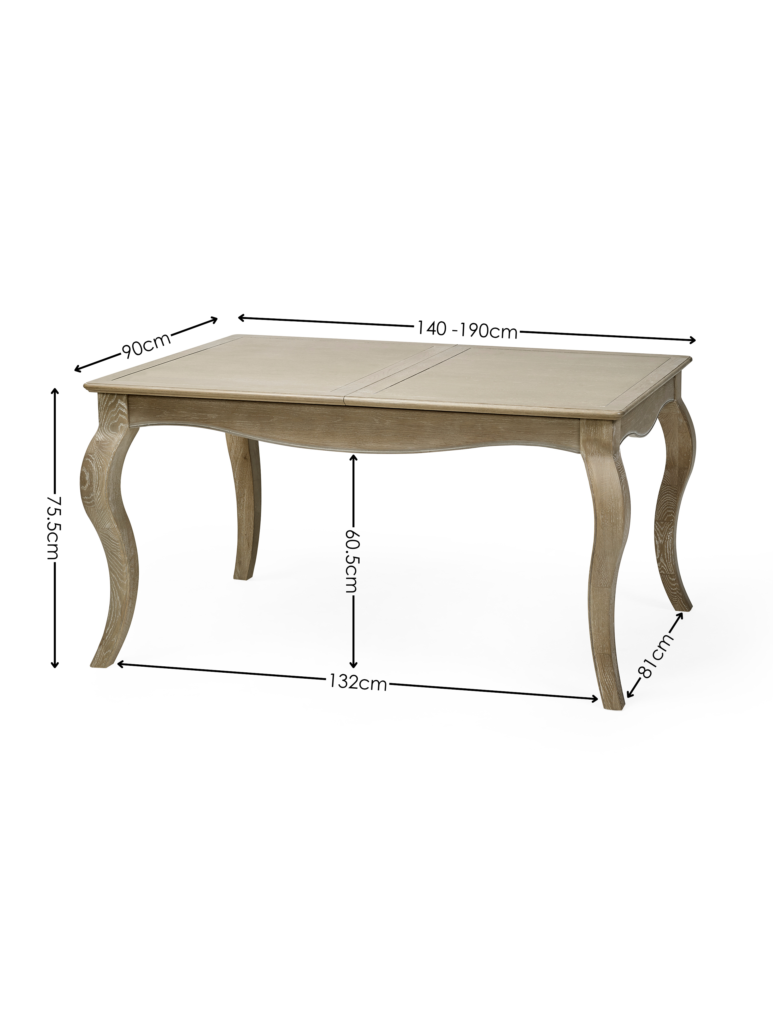 Camille French Style Rectangular 4-6 Seater Extending Dining Table – Limed Oak